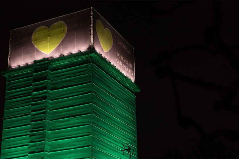 Image of Grenfell Tower after the fire.