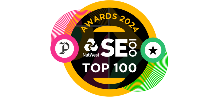 The SE100 awards logo showcasing TellJO being named as one of the top 100 social enterprises