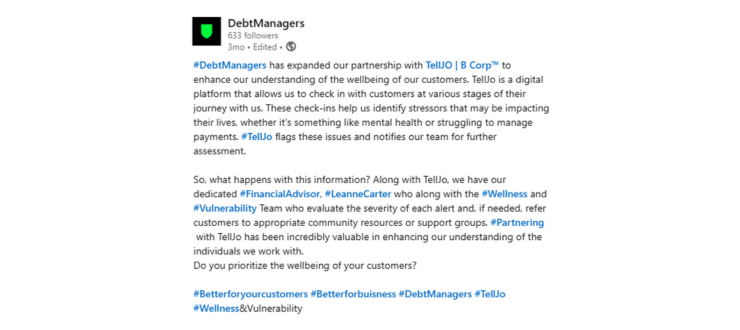 Feedback from DebtManagers using TellJO on Consumer Duty for Debt Collectors